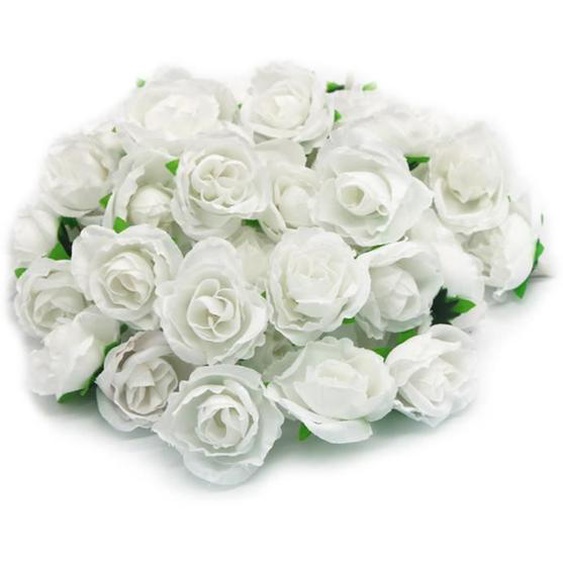 Tête de rose artificielle - SALUTUYA - 50 pièces - Soie - Blanc - Réutilisable et réaliste