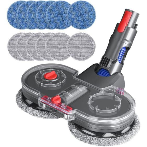 Tête de Vadrouille Electrique pour Dyson V15 V11 V10 V8 V7 Aspirateur avec Réservoir Deau Amovible, 12 Vadrouille Lavable