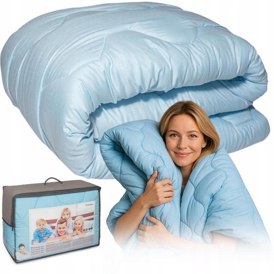 Textom Micro Couette Toutes Saisons Anti-allergique Bleue