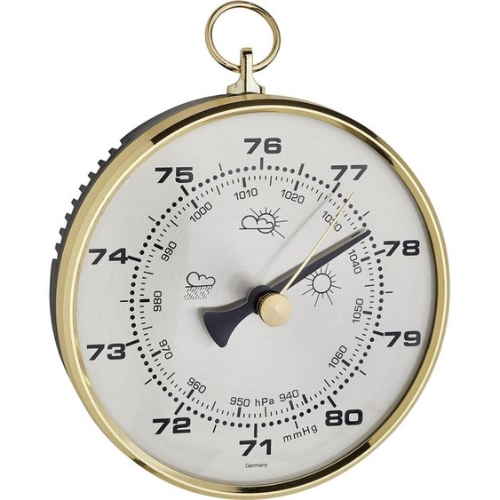 TFA 29.4003 Baromètre analogique avec anneau en laiton classique Fabriqué en Allemagne