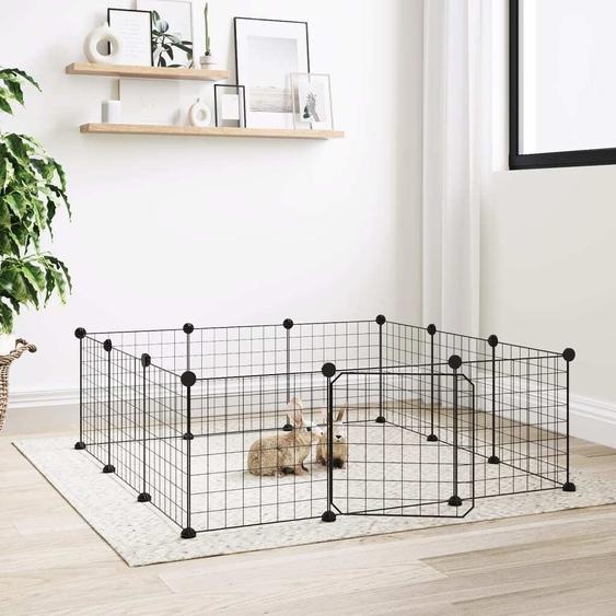 The Living Store 12 pcs. cage pour animaux domestiques avec porte noir 35x35 cm acier