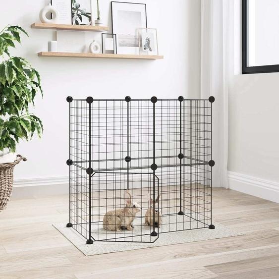 The Living Store 12 pcs. cage pour animaux domestiques avec porte noir 35x35 cm acier