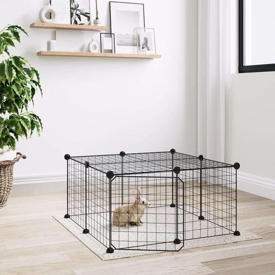 The Living Store 12 pcs. cage pour animaux domestiques avec porte noir 35x35 cm acier