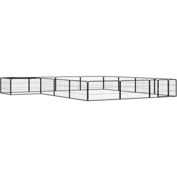 The Living Store 16 pcs. parc à chien noir 100x50cm acier peint par poudrage