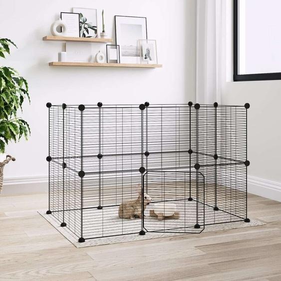The Living Store 20 pcs. cage pour animaux domestiques avec porte noir 35x35 cm acier