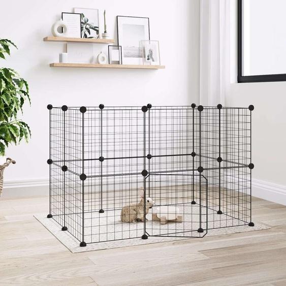 The Living Store 20 pcs. cage pour animaux domestiques avec porte noir 35x35 cm acier