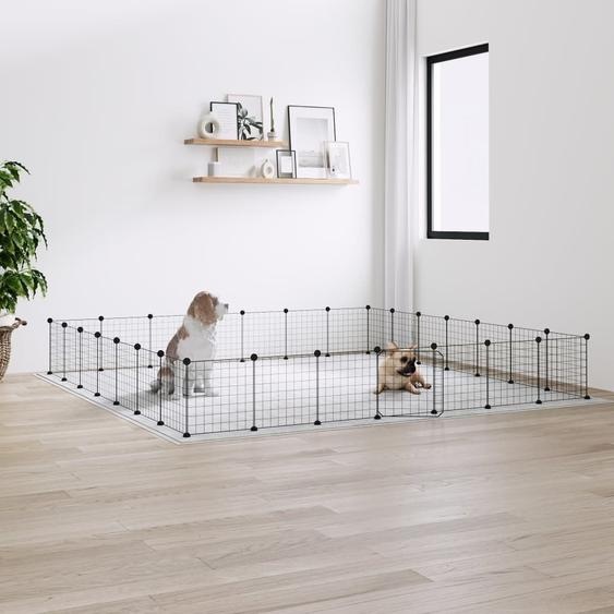 The Living Store 28 pcs. cage pour animaux domestiques avec porte noir 35x35 cm acier