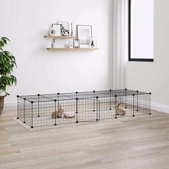The Living Store 28 pcs. cage pour animaux domestiques avec porte noir 35x35 cm acier