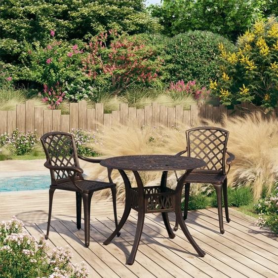 The Living Store 3-tlg. Set Bistro Aluminiumguss Bronzen