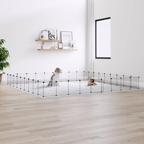 The Living Store 36 pcs. cage pour animaux domestiques avec porte noir 35x35 cm acier