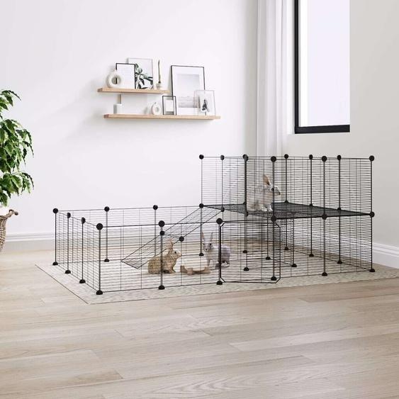 The Living Store 36 pcs. cage pour animaux domestiques avec porte noir 35x35 cm acier