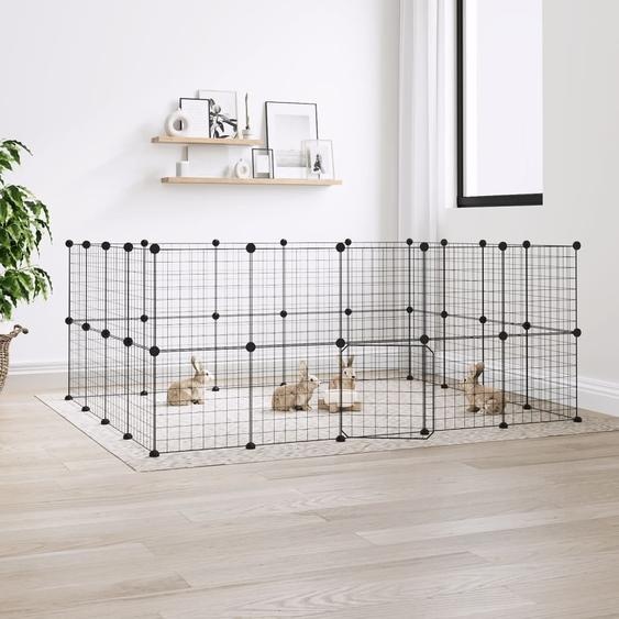 The Living Store 36 pcs. cage pour animaux domestiques avec porte noir 35x35 cm acier