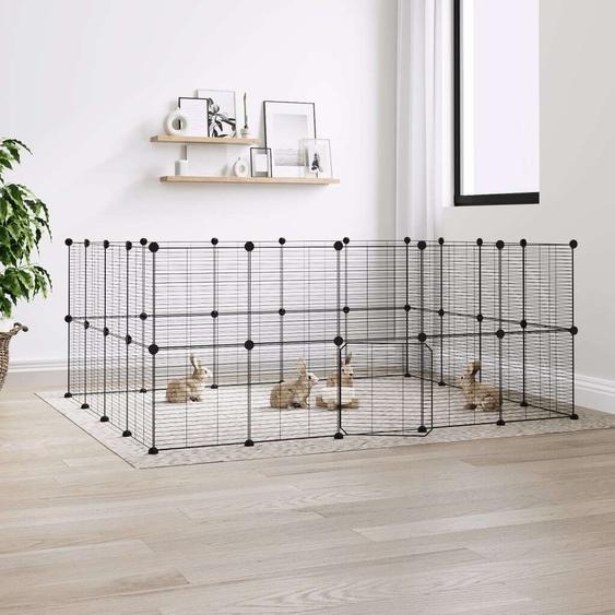 The Living Store 36 pcs. cage pour animaux domestiques avec porte noir 35x35 cm acier