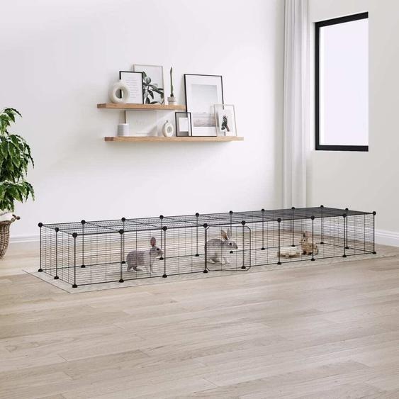 The Living Store 36 pcs. cage pour animaux domestiques avec porte noir 35x35 cm acier