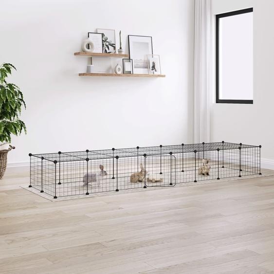 The Living Store 36 pcs. cage pour animaux domestiques avec porte noir 35x35 cm acier