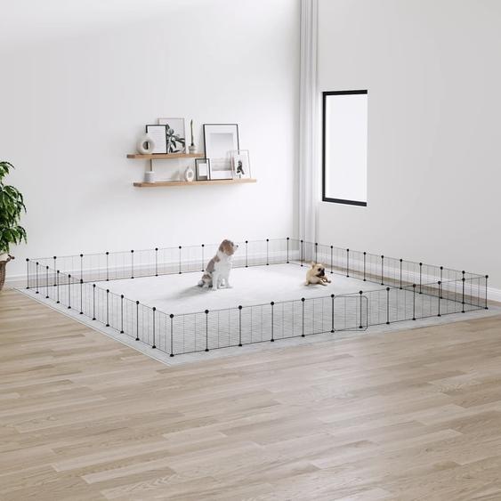 The Living Store 44 pcs. cage pour animaux domestiques avec porte noir 35x35 cm acier