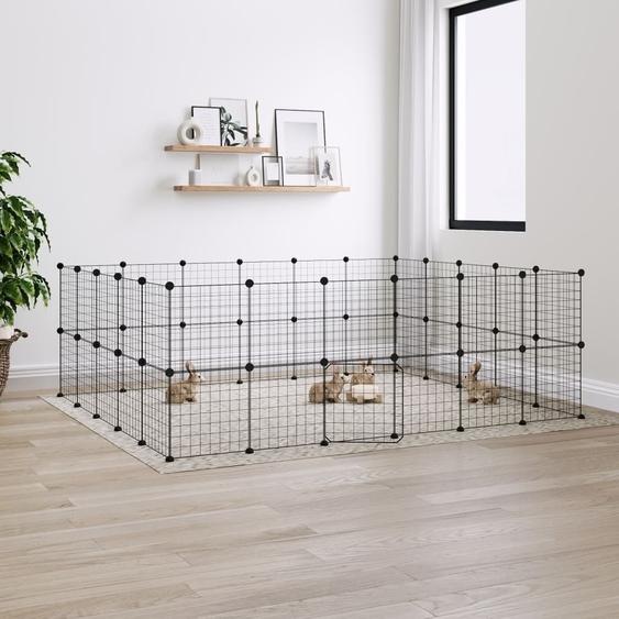 The Living Store 44 pcs. cage pour animaux domestiques avec porte noir 35x35 cm acier