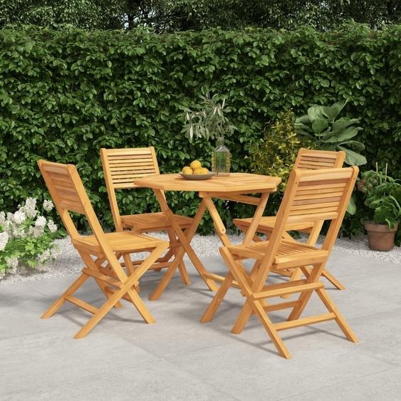 The Living Store 5-pcs. Ensemble de salle à manger de jardin en bois massif teck