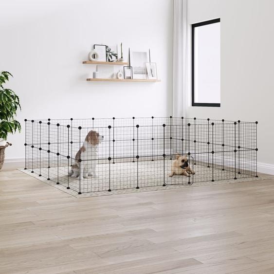 The Living Store 52 pcs. cage pour animaux domestiques avec porte noir 35x35 cm acier