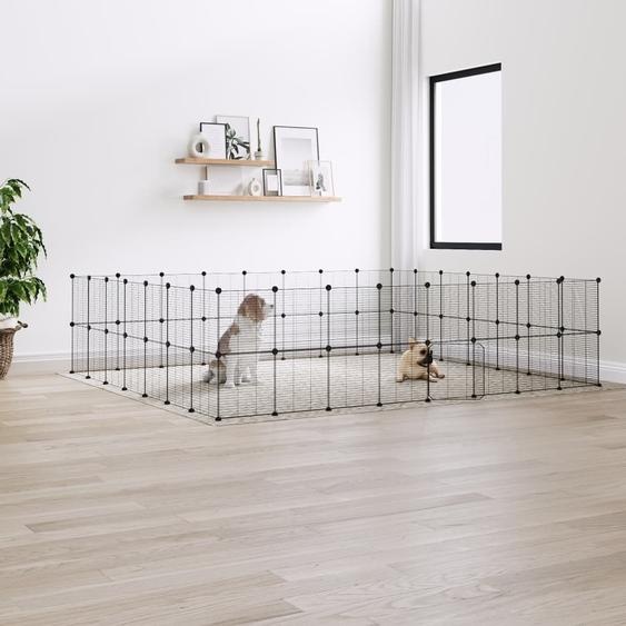 The Living Store 60 pcs. cage pour animaux domestiques avec porte noir 35x35 cm acier