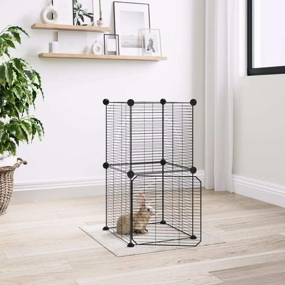 The Living Store 8 pcs. cage pour animaux domestiques avec porte noir 35x35 cm acier
