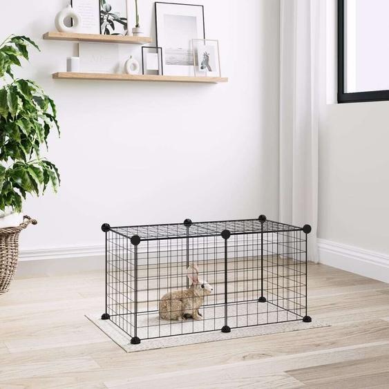 The Living Store 8 pcs. cage pour animaux domestiques noir 35x35 cm acier