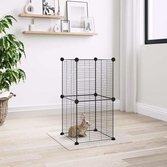 The Living Store 8 pcs. cage pour animaux domestiques noir 35x35 cm acier