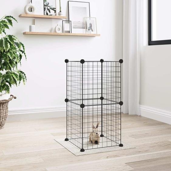 The Living Store 8 pcs. cage pour animaux domestiques noir 35x35 cm acier