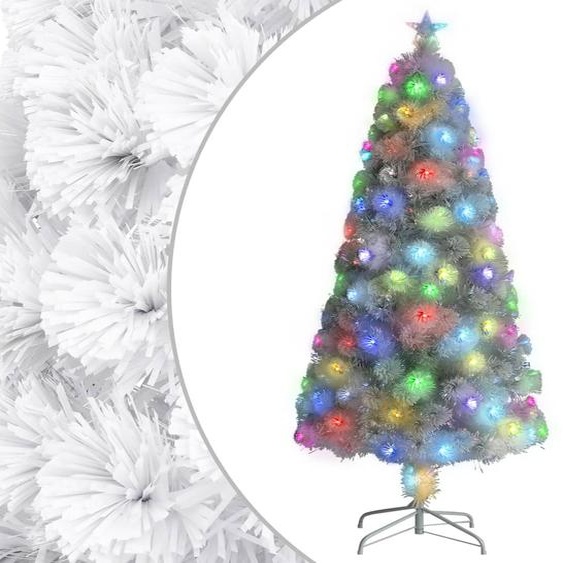 The Living Store Arbre de Noël artificiel avec LED Blanc 120 cm fibre de verre