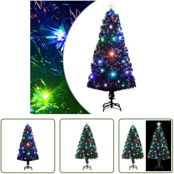 The Living Store Arbre de Noël artificiel avec support/LED 120 cm Fibre optique