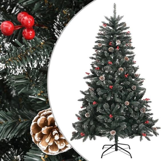 The Living Store Arbre de Noël artificiel avec support Vert 120 cm PVC