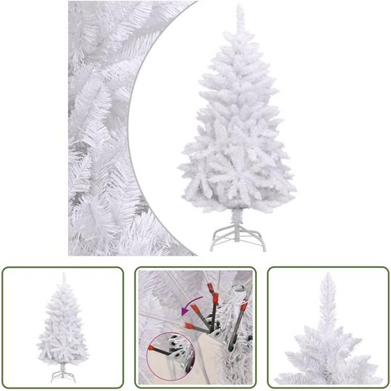 The Living Store Arbre de Noël artificiel pliable avec support blanc 120 cm