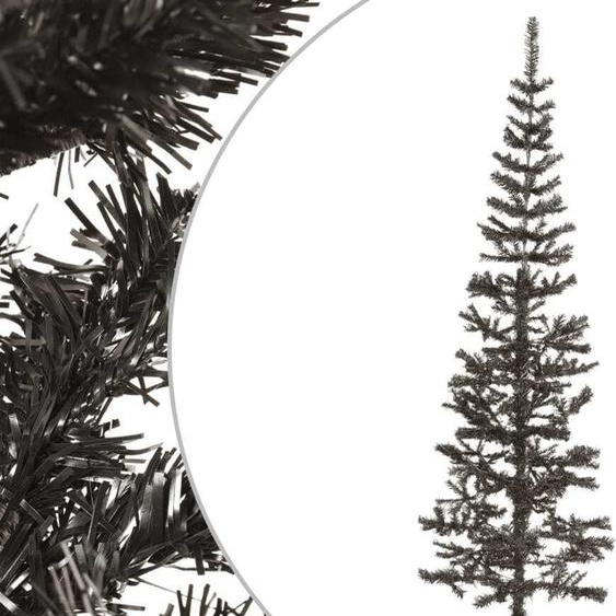 The Living Store Arbre de Noël élancé Noir 240 cm