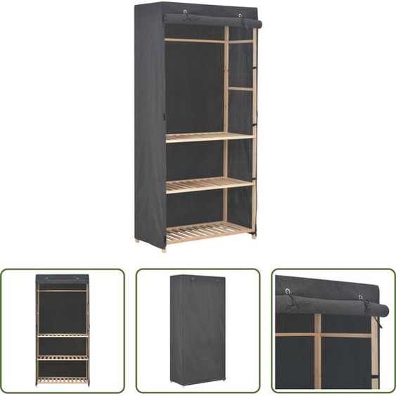 The Living Store Armoire à 3 niveaux Gris 79 x 40 x 170 cm Tissu