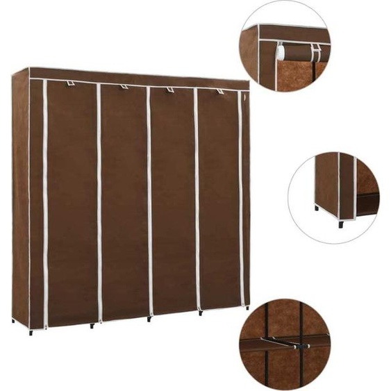 The Living Store Armoire avec 4 compartiments Marron 175 x 45 x 170 cm
