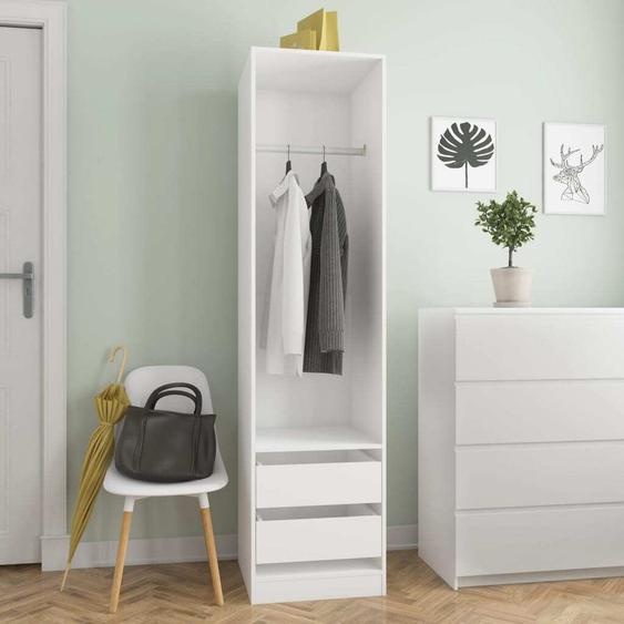 The Living Store Armoire avec tiroirs Blanc 50x50x200 cm Bois composite