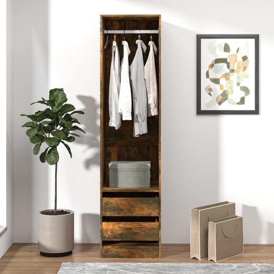 The Living Store Armoire avec tiroirs chêne fumé 50x50x200 cm