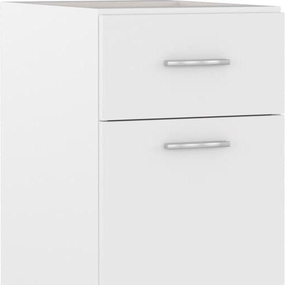 The Living Store Armoire basse à tiroirs blanc 30x46x81,5 cm Matériau dérivé du bois