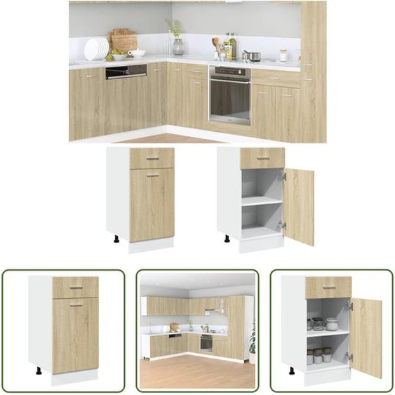 The Living Store Armoire basse à tiroirs Chêne Sonoma 40x46x81,5 cm Matériau dérivé du bois