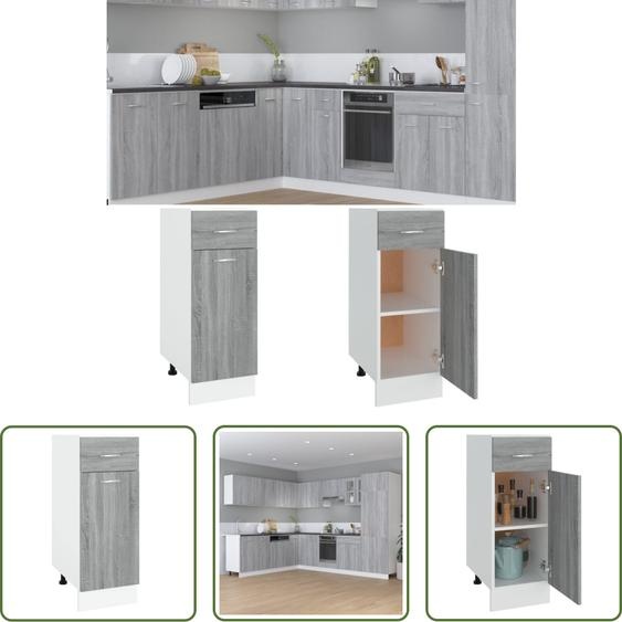 The Living Store Armoire basse avec tiroir Gris Sonoma 30x46x81,5 cm