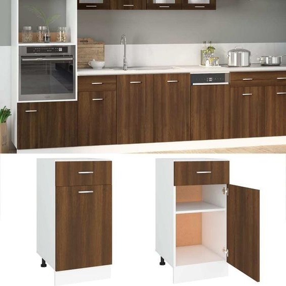 The Living Store Armoire basse avec tiroir imitation chêne brun 40x46x81,5 cm