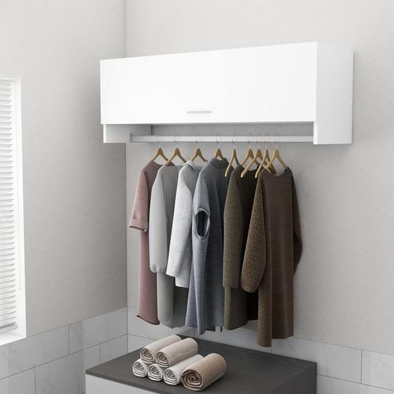 The Living Store Armoire blanche 100x32,5x35 cm Bois composite