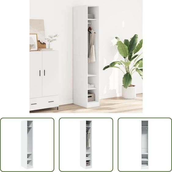 The Living Store Armoire blanche 30x50x200 cm bois composite