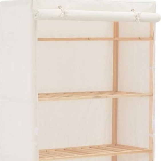 The Living Store Armoire blanche 79 x 40 x 170 cm Tissu