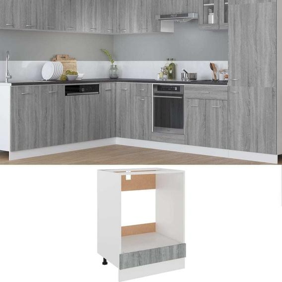 The Living Store Armoire de cuisine Gris Sonoma 60x46x81,5 cm Matériau dérivé du bois