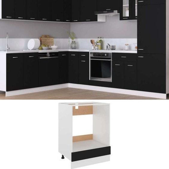 The Living Store Armoire de cuisine noire 60x46x81,5 cm Bois composite