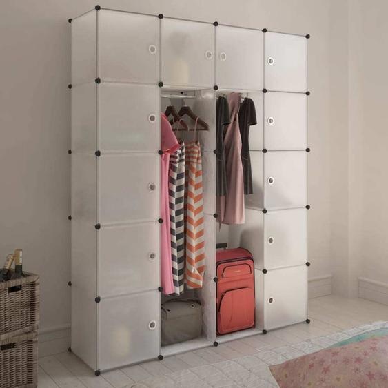 The Living Store Armoire modulaire avec 14 compartiments Blanc 37x146x180,5 cm
