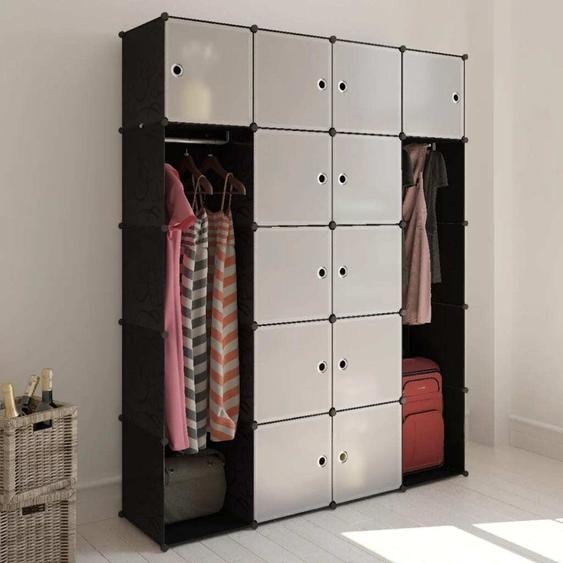 The Living Store Armoire modulaire avec 14 compartiments noir/blanc 37x146x180,5cm