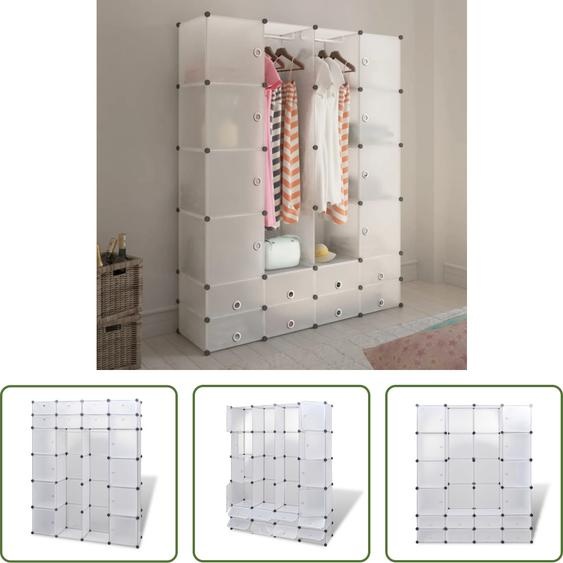 The Living Store Armoire modulaire avec 18 compartiments Blanc 37x146x180,5 cm