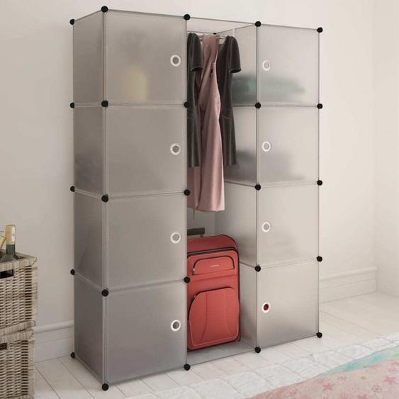 The Living Store Armoire modulaire avec 9 compartiments 37x115x150 cm blanc